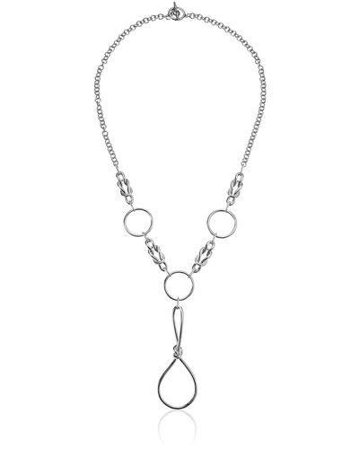 Noir Jewelry Cable Silver Y-shape Necklace - Metallic