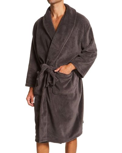 Nautica Solid Shawl Robe,carbon,one Size - Multicolor