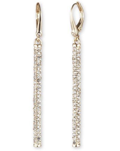 DKNY Tone Micropavé Linear Drop Earrings - Beautiful Jewelry - Gold-tone & Crystal Dangle - Metallic