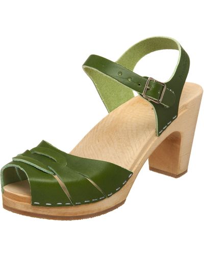 Swedish Hasbeens Peep Toe Super High Sandals,pisello,9 M Us - Green