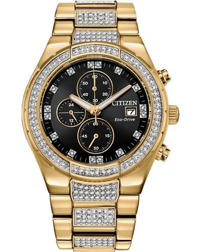 Citizen Eco-drive Classic Chronograph Crystal Watch In Gold-tone Stainless Steel - Metallic