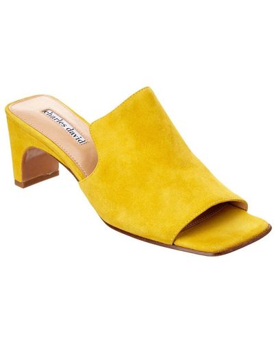 Charles David Herald Slide Sandal, Yellow, 5.5 M Us