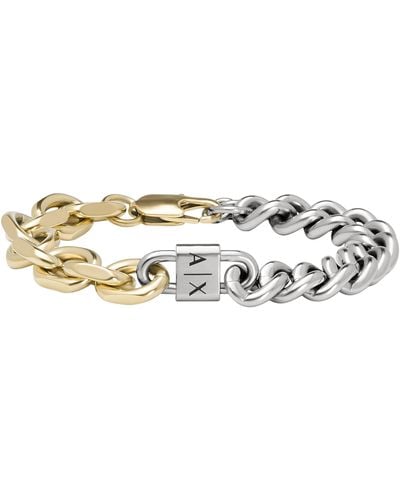 Emporio Armani A|x Armani Exchange Two-tone Stainless Steel Chain Bracelet - Metallic