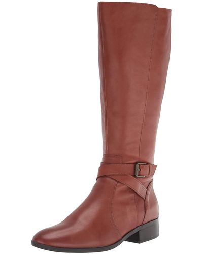 Naturalizer S Rena Knee High Riding Boot Cider Leather Wide Calf 9 M - Brown