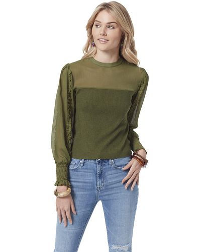 Sam Edelman Sportswear Julian Ruffle Sleeve Sweater - Green