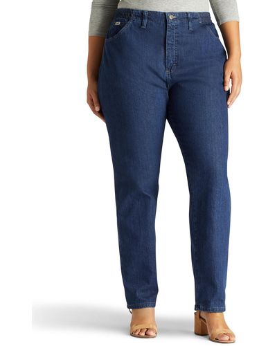 Lee Jeans Plus-size Relaxed Fit Side Elastic Tapered Leg Jean - Blue