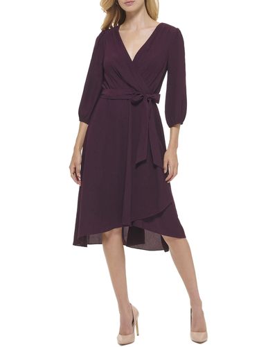 Tommy Hilfiger Womens Long Sleeve Trapeze Dress - Purple