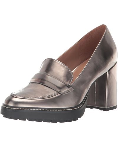 Naturalizer S Dabney Slip On Lug Sole Heeled Loafers Pewter Metallic 6 M - Brown