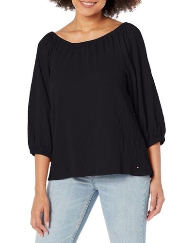 Tommy Hilfiger Long Sleeve Everyday Casual Knit Top - Black