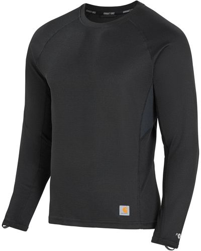 Carhartt Size Force Midweight Micro-grid Base Layer Crewneck - Black