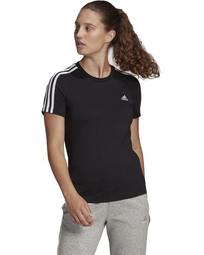 adidas Essentials Slim 3-stripes T-shirt (plus Size) - Black