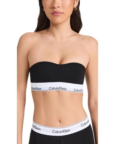 HUGO Strapless bandeau bra in stretch-cotton with logo