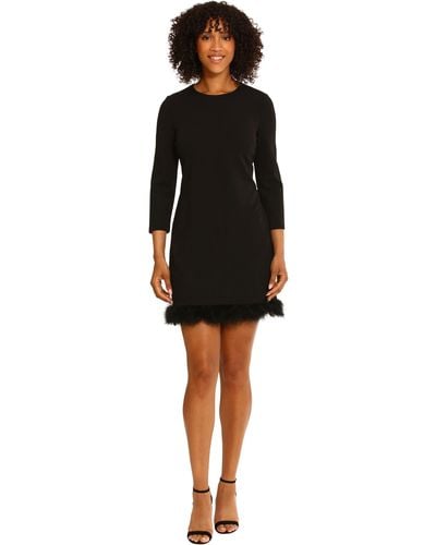 Maggy London Feather Hem Party Dress Event Occasion Date Night Out Guest Of - Black