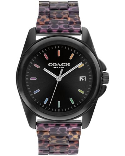 COACH 3h Dial With Signature C Link Bracelet And Crystal Bezel - Water Resistant 3 Atm/30 Meters - Premium Fashion Timepiece For - Black