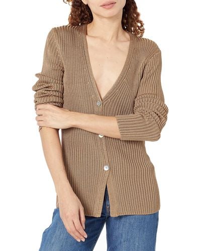 Vince S Ribbed Button Cardigan - Natural