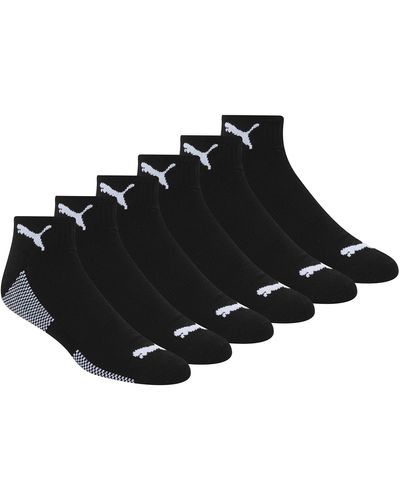 PUMA 6 Pack Extended Size Quarter Crew Socks - Black