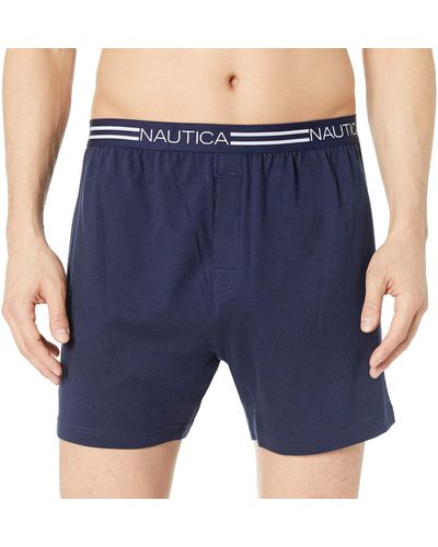 Nautica 3 Woven Boxers S Navy w/ Sailboat Logo & Asst Solid Blue, Soft  Cotton