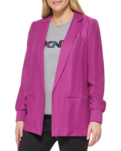DKNY Contrast Lining Modern Classic Sportswear Blazer - Purple