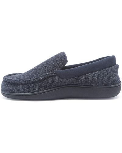 Hanes S Slippers House Shoes Moccasin Comfort Memory Foam Indoor Outdoor Fresh Iq,navy/blue,small - Black