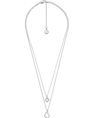 Michael Kors Brass And Cubic Zirconia Layered Heart Necklace For - Metallic