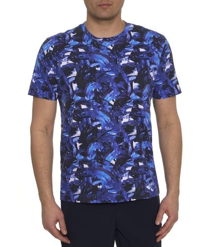 Robert Graham Brushstroke Knit Graphic T-shirt - Blue
