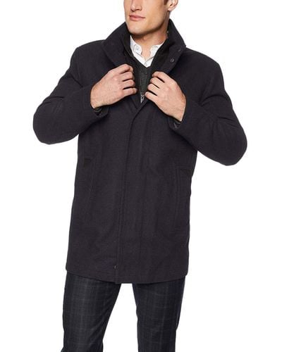 Andrew Marc Coyle Wool Stand Collar Jacket With Knit Bib Insert - Black