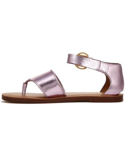 Franco Sarto S Ruth Ankle Strap Thong Flat Sandal Light Pink Metallic 9.5 M - Brown