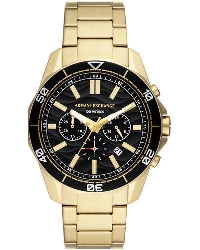 Emporio Armani A|x Armani Exchange Chronograph Gold-tone Stainless Steel Bracelet Watch - Metallic