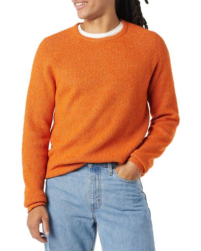 Amazon Essentials Jersey de ga Larga con Cuello Redondo y Tacto Suave Hombre - Naranja