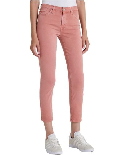 AG Jeans Prima Mid-rise Cigarette Leg Skinny Fit Crop Pant - Pink