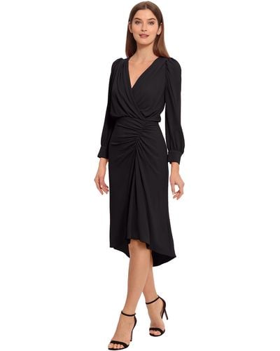 Maggy London Long Sleeve Catalina Crepe Dress Workwear Event Guest Of Wedding - Black