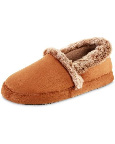 Isotoner Womens Recycled Microsuede A Line Slipper - Brown