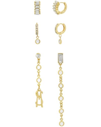 Steve Madden S Jewelry Signature Logo Stone Earring Set - Metallic