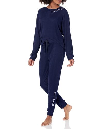Tommy Hilfiger Womens Logo Sleeve Velour Pullover Cuffed Bottom Pants  Pajamas Set Pj : : Clothing, Shoes & Accessories