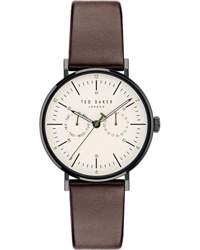 Ted Baker Phylipa Gents Brown Eco Genuine Leather Strap Watch - Grey