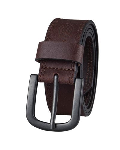 Dickies 100% Leather Jeans Belt With Stitch Design And Prong Buckle 11/2 In. - Brown