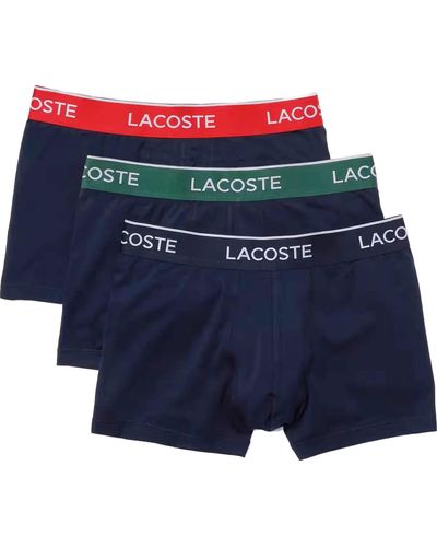 Lacoste Casual Classic 3 Pack Cotton Stretch Colorful Waistband Boxer Briefs Core - Blue