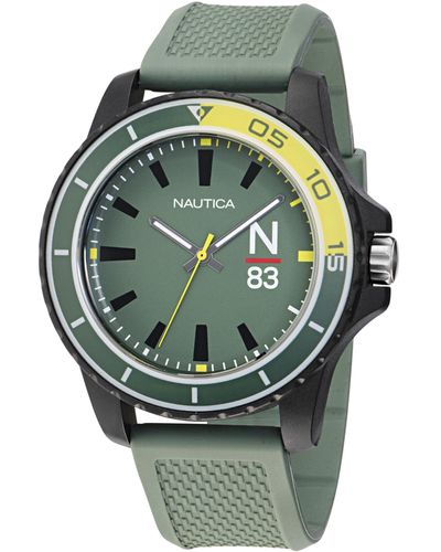 Nautica Napfwf304 Finn World Military Green Wheat Pu Fiber Strap Watch