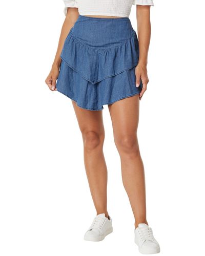 BCBGeneration Fit And Flare Ruffle Tier Mini Skirt - Blue