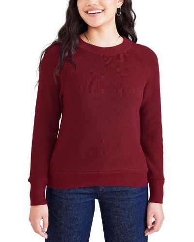 Dockers Classic Fit Long Sleeve Crewneck Sweater, - Red