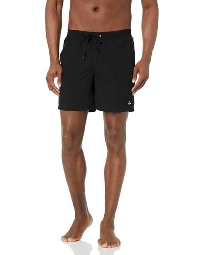 Quiksilver Mens Solid Elastic Waist Volley Boardshort Swim Trunk Bathing Suit Board Shorts - Black