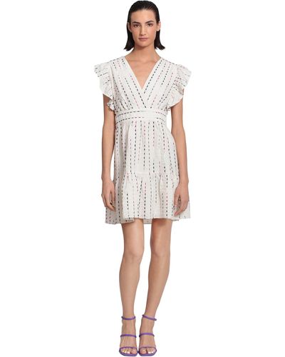 Donna Morgan Ruffle Detail Sleeveless Fun Summer Dress Dressy Casual - White