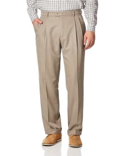 Perry Ellis Classic Fit Elastic Waist Double Pleated Cuffed Pant - Multicolor