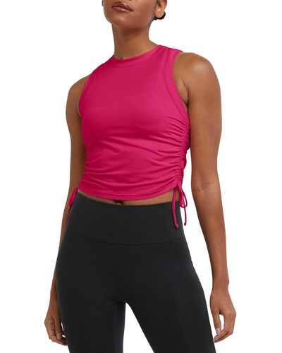 Champion , , Moisture-wicking, Ruched Tank Top With Drawstrings, Strawberry Rouge, Small - Red