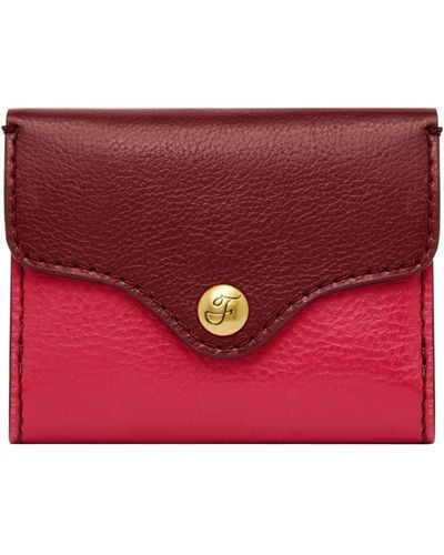 Fossil Heritage Leather Wallet Trifold - Red
