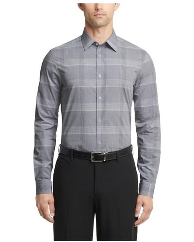 Calvin Klein Dress Shirt Non Iron Stretch Slim Fit Check - Gray