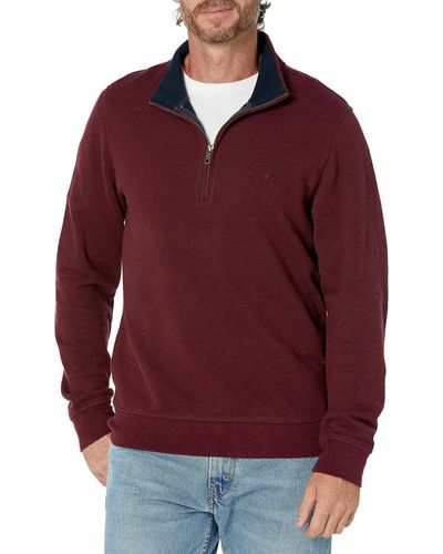 Brooks Brothers Double-face Cotton Stretch Half-zip Sweatshirt - Red