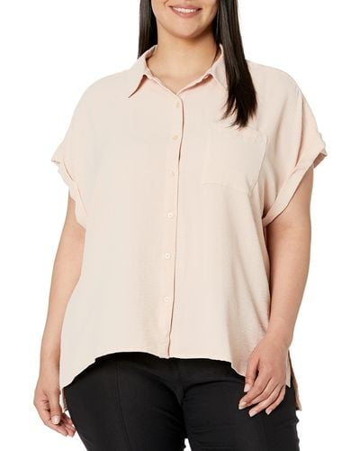 Calvin Klein Non-iron Tunic Roll Sleeve Shirt - Natural
