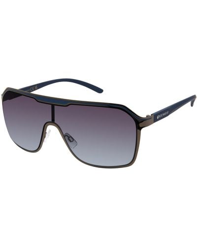 Rocawear R1556 Metal Shield Uv400 Protective Rectangular Sunglasses. Gifts Flair - Black