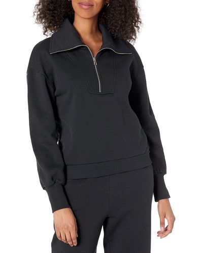 The Drop Hayley Half Zip Fleece Sweatshirt - Black